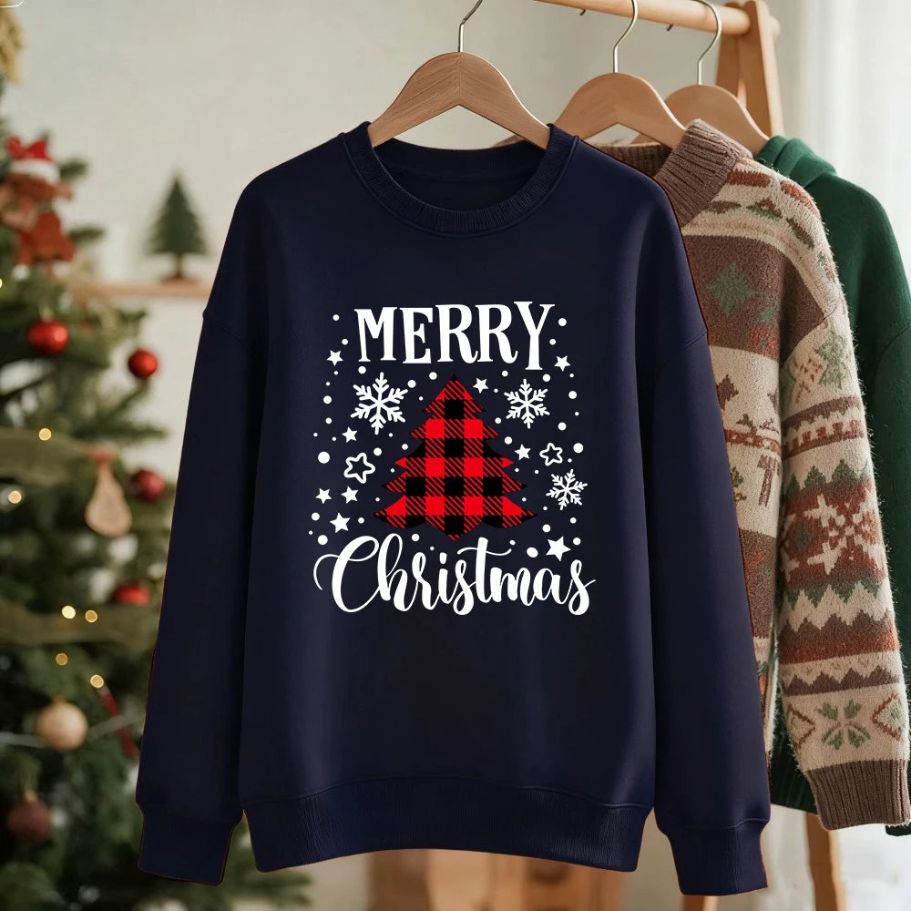 Red Christmas Tree Print Sweatshirt