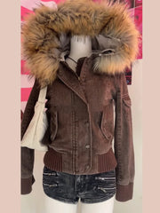 Fur-Collar Hooded Jacket