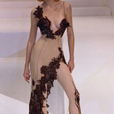 Backless Deep V Slip Dress with Slim Fit