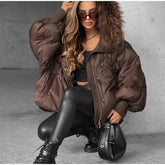 Loose Lapel Fur Hood Jacket
