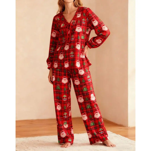 Santa Claus & Tree Print Pajama Set