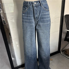Metal Detail High Waist Jeans