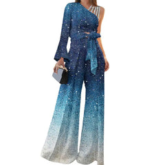 One Shoulder Bow Pants Set