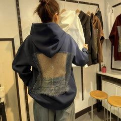 Back Hollow Loose Hooded Long Sleeve Sweatshirt