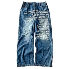 High Waist Letter Jeans