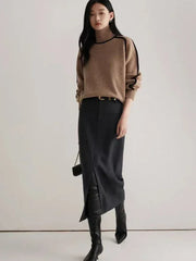 Knitted High Collar Hoodie