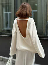 Backless Patchwork Knit Sweater