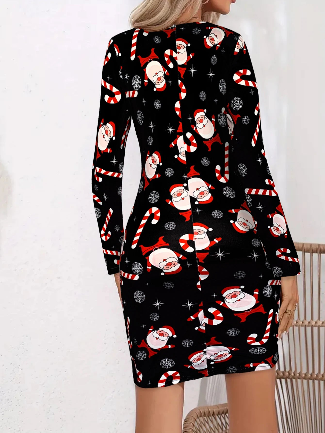 Christmas Print Bodycon Dress