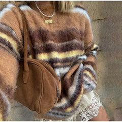 Colorblock Striped Knit Sweater