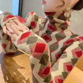 Geometric Turtleneck Knit Sweater