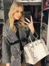 Oversized Grey Wool Tassel Cardigan