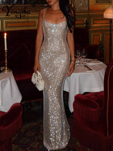 Rhinestone Backless Maxi Dress