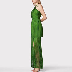 Hollow Halter Tassel Mini Dress