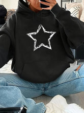 Star Print Velvet Hoodie