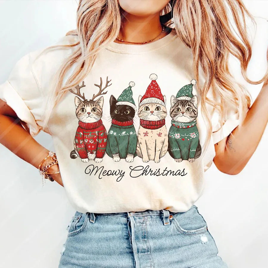 Cute Cat Christmas Heat Transfer