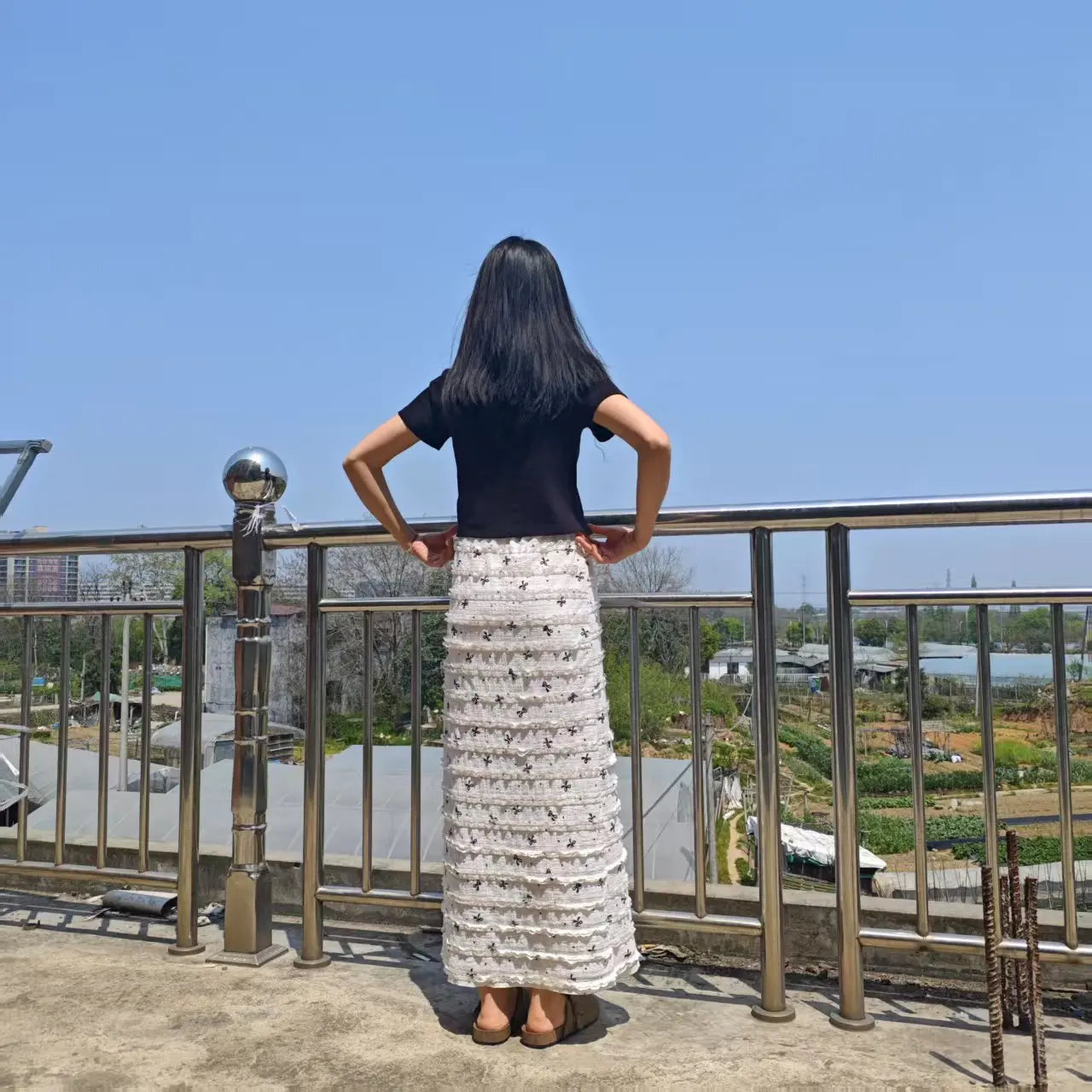 Floral Print Lace Crochet Mermaid Skirt