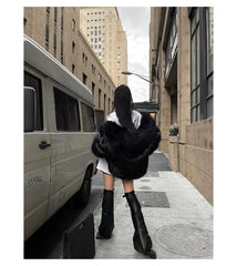 Oversized Black Faux Fur Coat