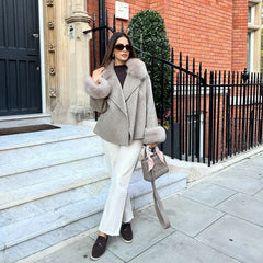 Fur-Spliced Woolen Coat