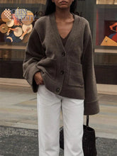 Cropped V-Neck Knit Cardigan