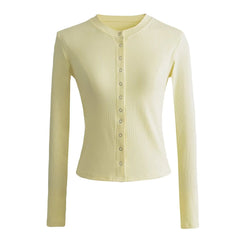 Yellow Knit Button Cardigan