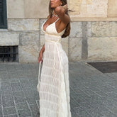 Solid Textured Spaghetti Strap Dress