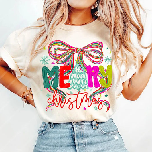 Merry Christmas Bow Heat Transfer