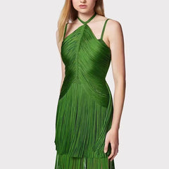 Hollow Halter Tassel Mini Dress