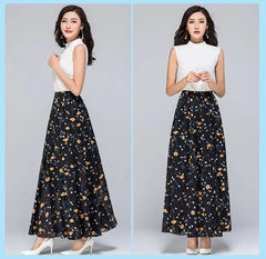 Chiffon Print A-Line Long Skirt
