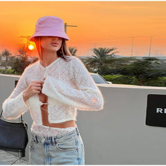 Hollow Out Knit Cardigan