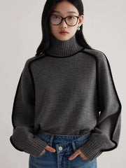 Knitted High Collar Hoodie