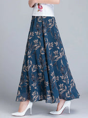 Chiffon Print A-Line Long Skirt