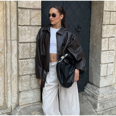 Lace-Up Leather Jacket