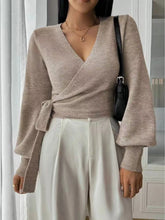 V Neck Lace Up Cardigan