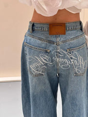 High Waist Letter Jeans