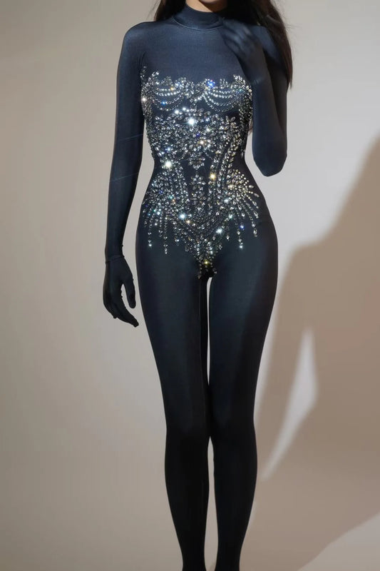 Sparkling Rhinestone Stretch Jumpsuit