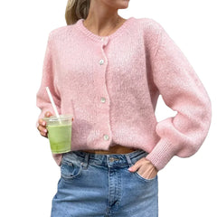 O-Neck Solid Knit Cardigan