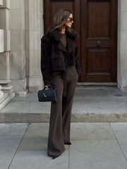 Suede Lace-up Lapel Jacket