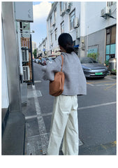 Short Woolen Round Neck Jacket