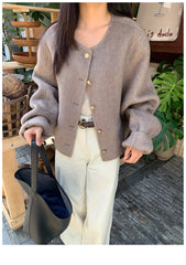 Short Woolen Round Neck Jacket