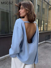 Backless Cotton Knit Sweater