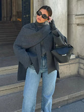 Asymmetric Scarf Knitted Jacket