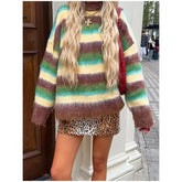 Colorful Round Neck Knit Sweater