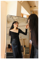 Black PU Leather High Waist Skirt