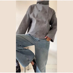 High Neck Double Button Jacket