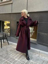 Lace-Up Woolen Long Coat