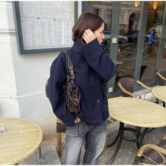 High Neck Double Button Jacket