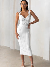 White Criss-Cross Bandage Midi Dress