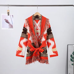 Boho Print Knit Cardigan