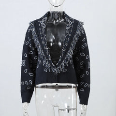 Boho Print Knit Cardigan