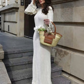 Solid Woolen Long Sleeve Dress